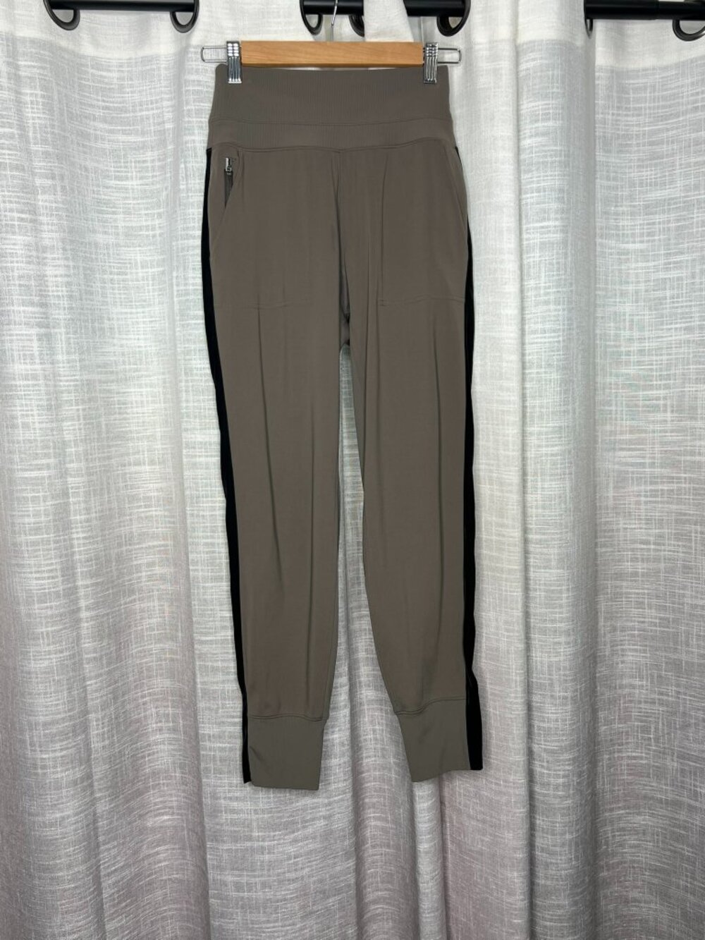 Athleta Brown and Black Venice Velvet Stripe Joggers